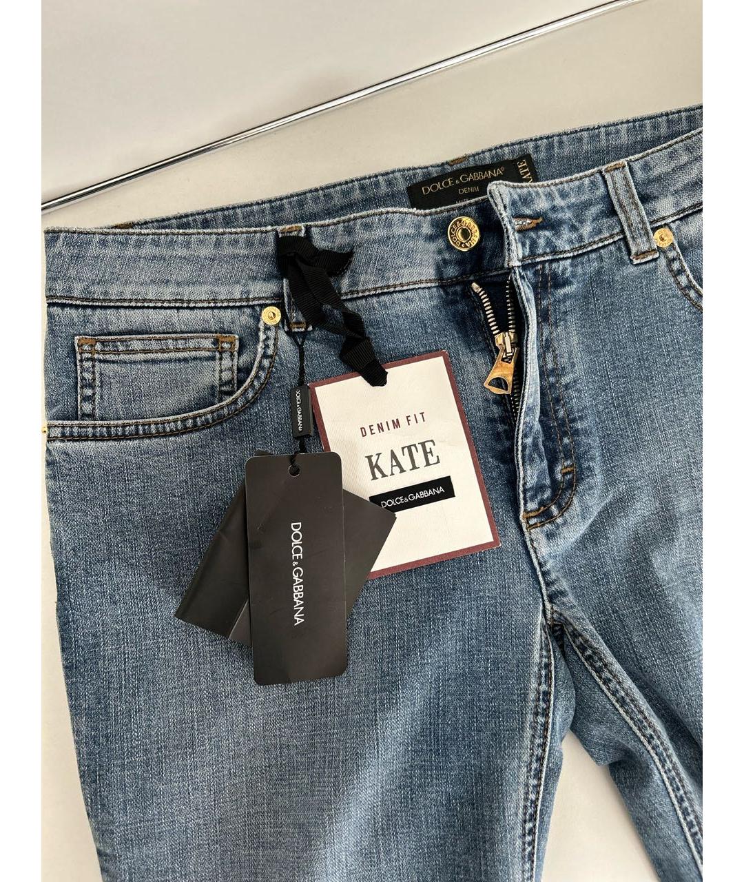 DOLCE&GABBANA Голубые хлопко-эластановые джинсы слим, фото 7