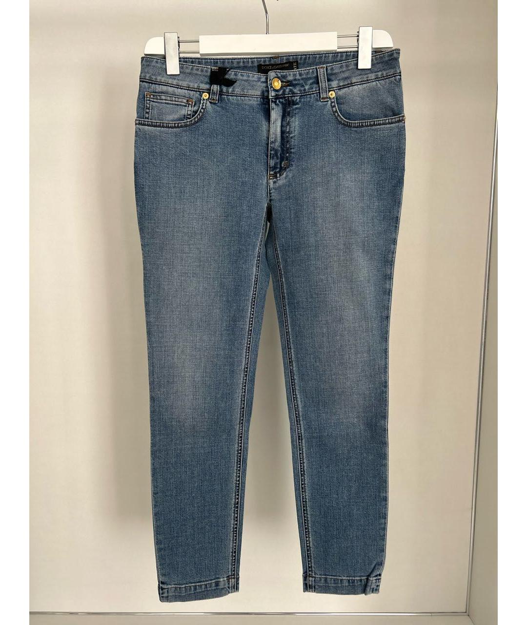 DOLCE&GABBANA Голубые хлопко-эластановые джинсы слим, фото 9