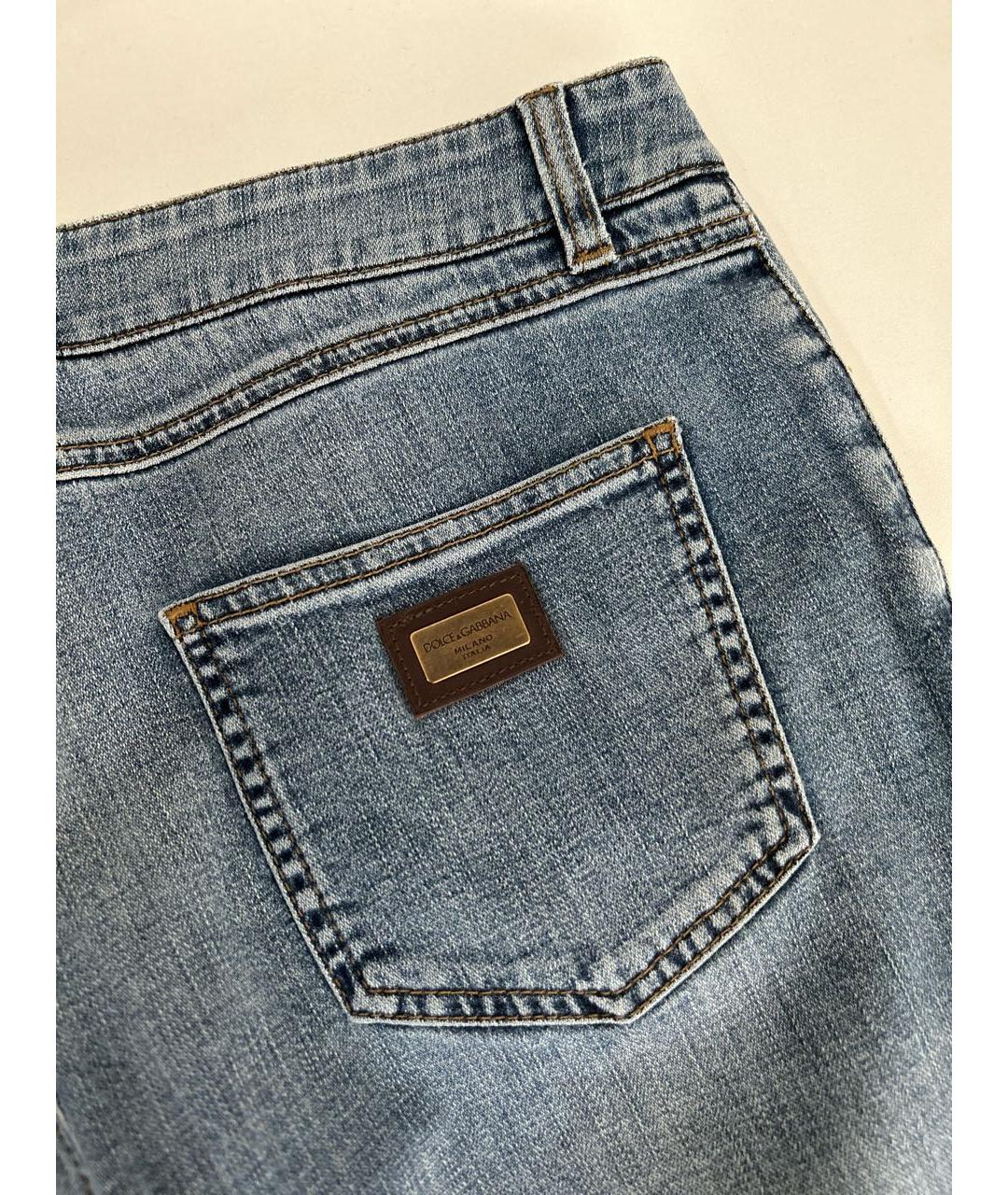 DOLCE&GABBANA Голубые хлопко-эластановые джинсы слим, фото 6