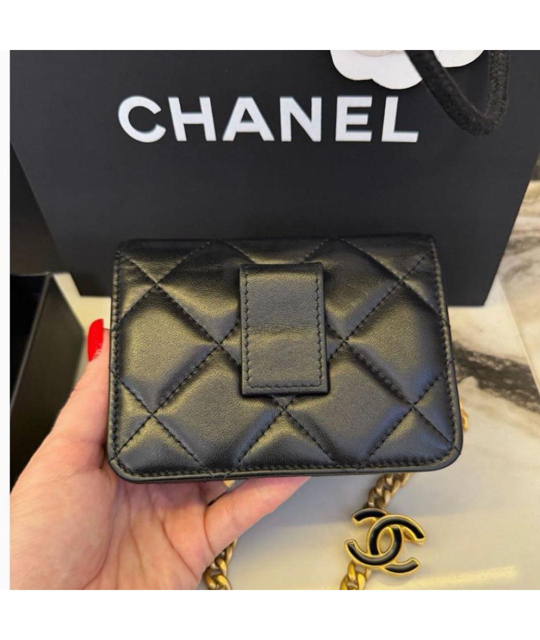 CHANEL Черная кожаная поясная сумка, фото 5