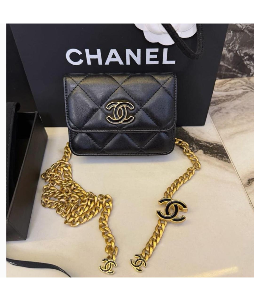 CHANEL Черная кожаная поясная сумка, фото 4
