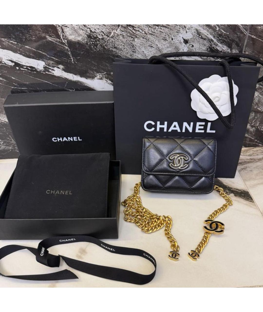 CHANEL Черная кожаная поясная сумка, фото 3