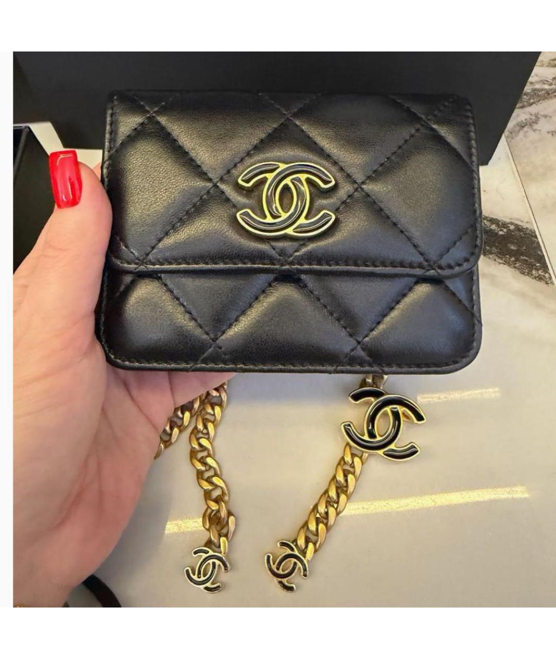 CHANEL Черная кожаная поясная сумка, фото 6