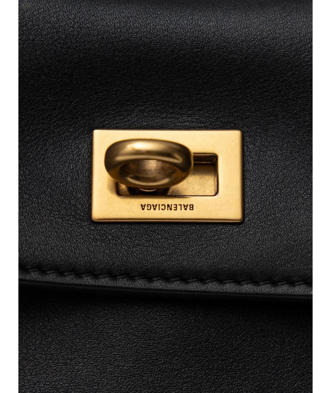 BALENCIAGA Черная кожаная сумка тоут, фото 5