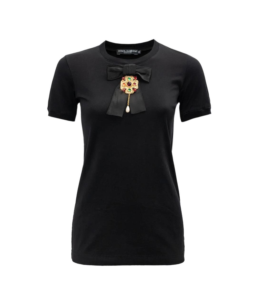 DOLCE&GABBANA Черная хлопковая футболка, фото 4