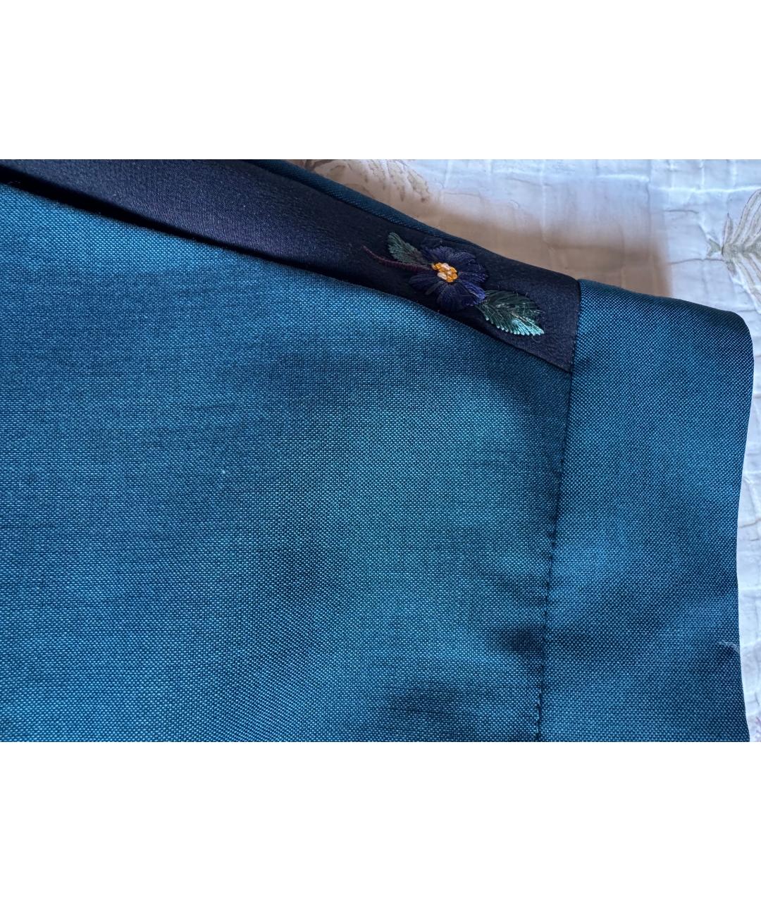 PAUL SMITH Бирюзовые шерстяные прямые брюки, фото 5