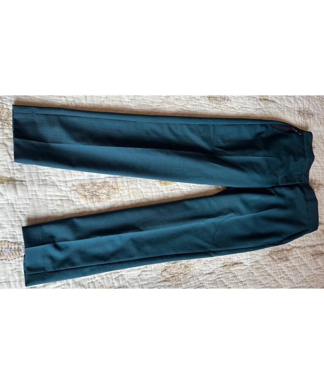 PAUL SMITH Бирюзовые шерстяные прямые брюки, фото 2