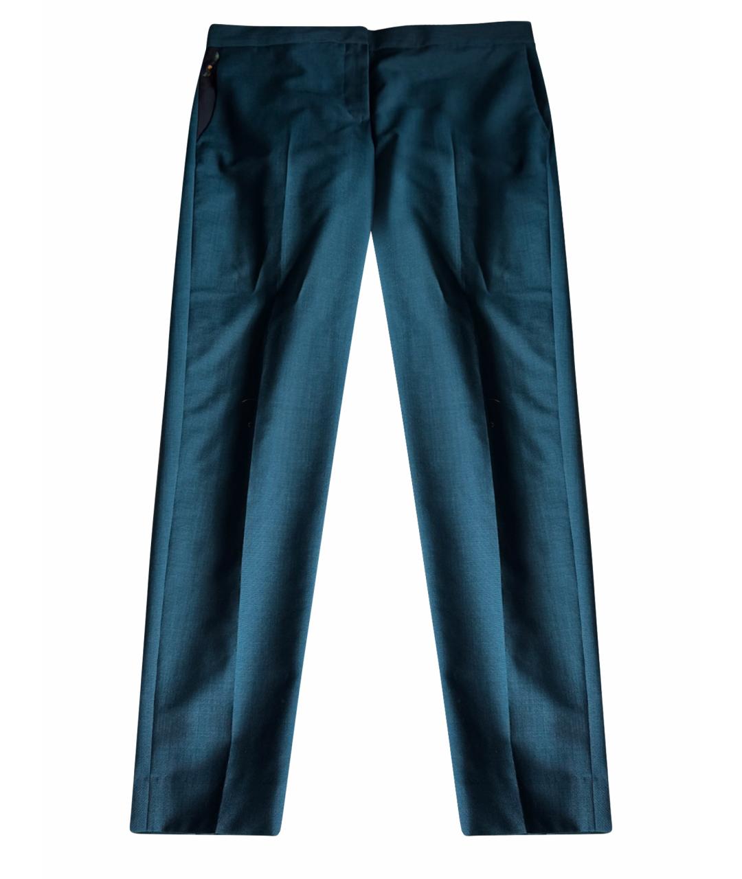 PAUL SMITH Бирюзовые шерстяные прямые брюки, фото 1