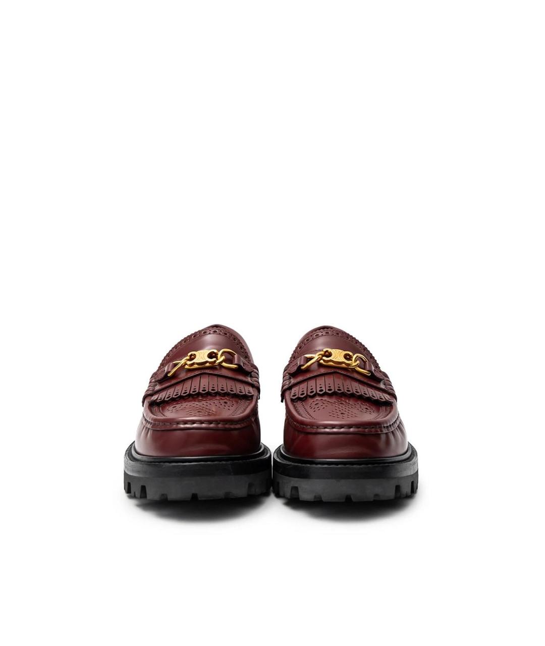 CELINE Бордовые кожаные лоферы, фото 4
