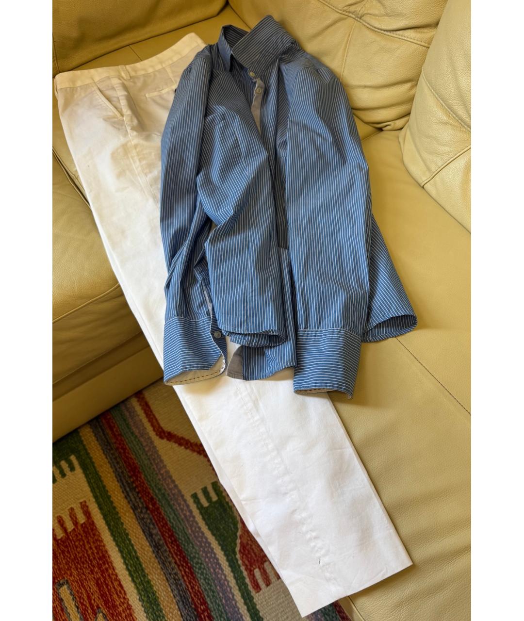 ALBERTO BIANI Белые хлопковые прямые брюки, фото 4