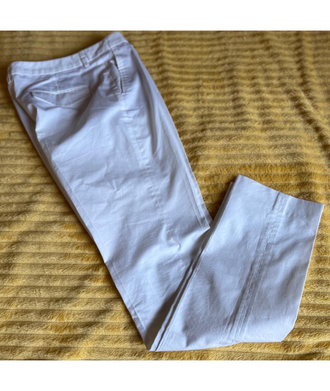 ALBERTO BIANI Белые хлопковые прямые брюки, фото 2