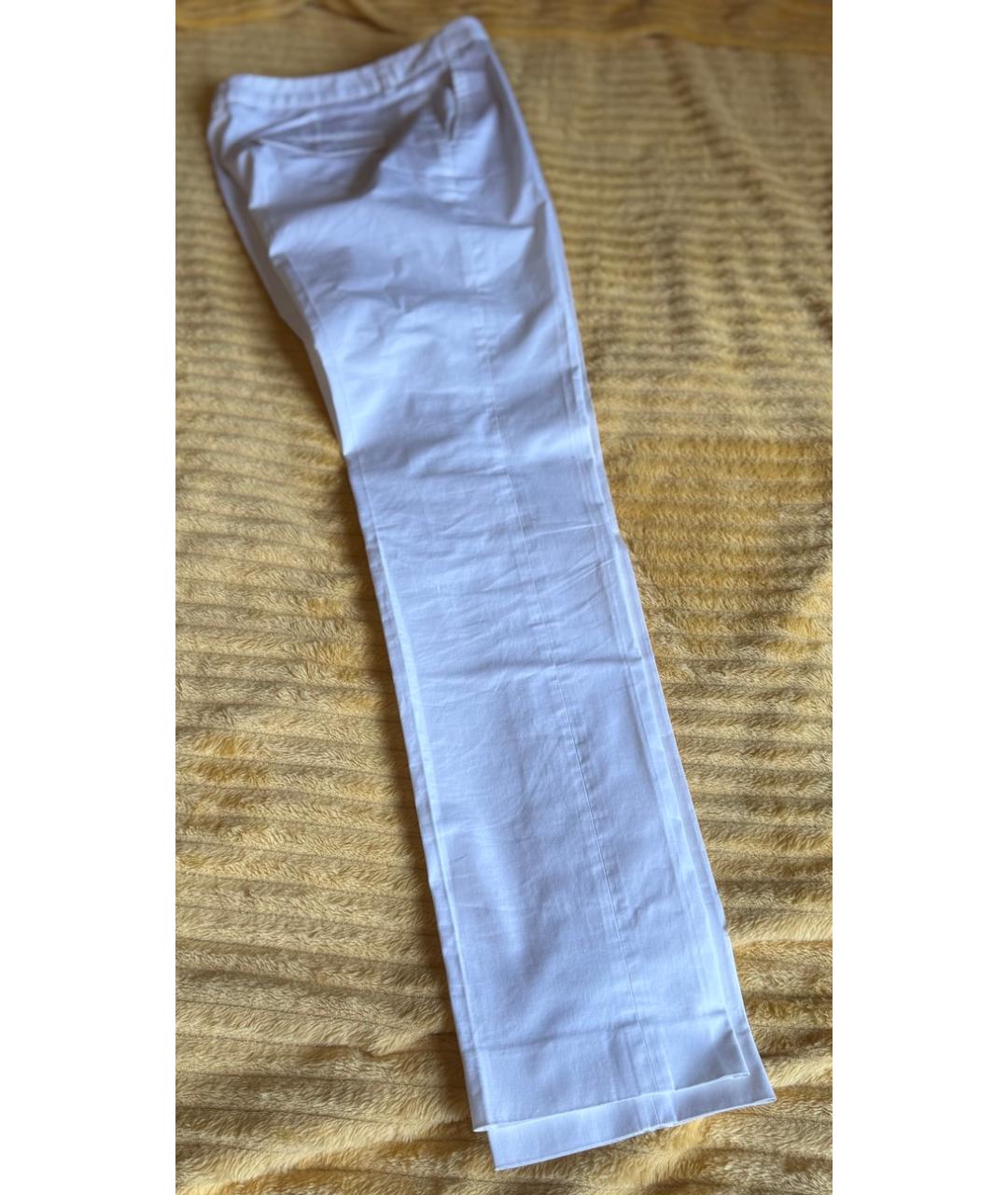 ALBERTO BIANI Белые хлопковые прямые брюки, фото 1