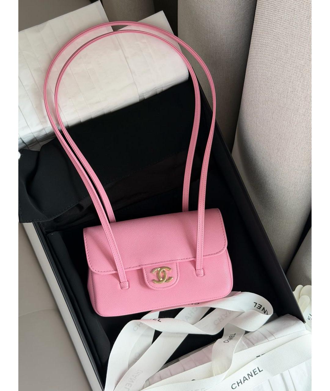 CHANEL Розовая кожаная сумка с короткими ручками, фото 2