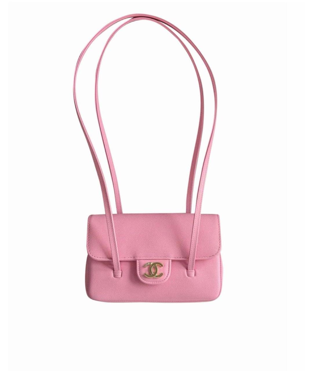 CHANEL Розовая кожаная сумка с короткими ручками, фото 7