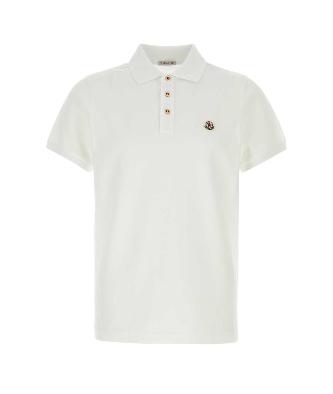 MONCLER Белое хлопковое поло с коротким рукавом, фото 1