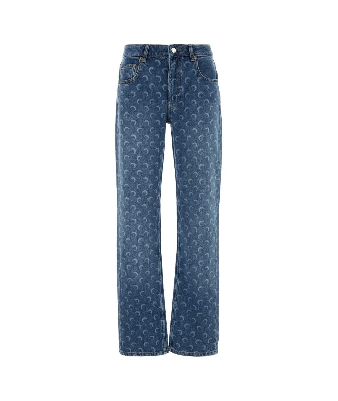 MARINE SERRE Синие хлопковые прямые джинсы, фото 1