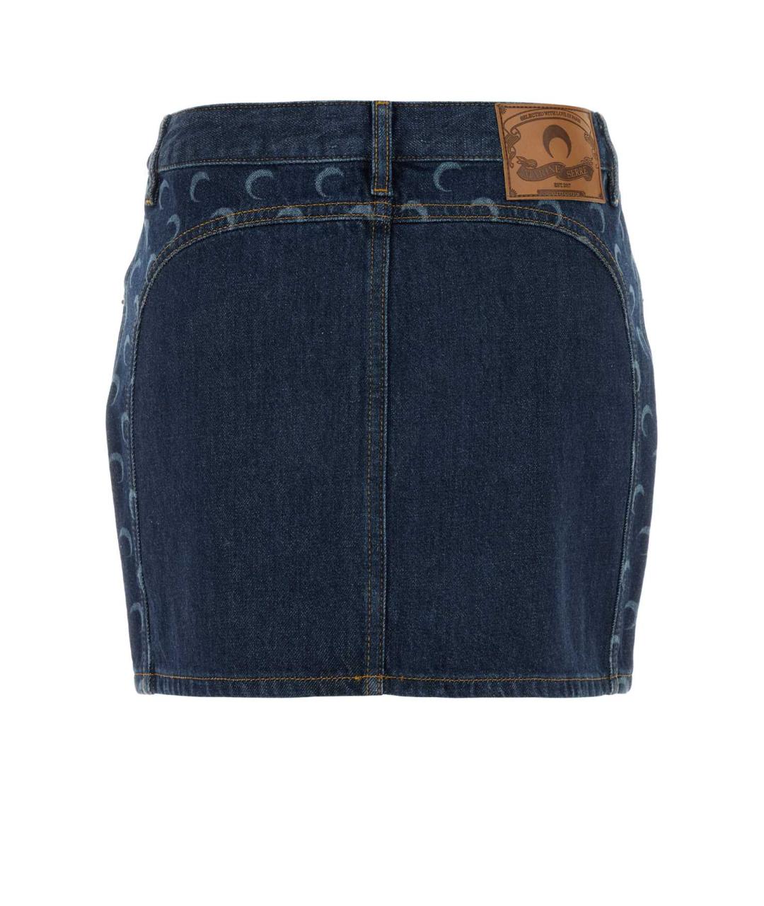 MARINE SERRE Синяя хлопковая юбка мини, фото 2
