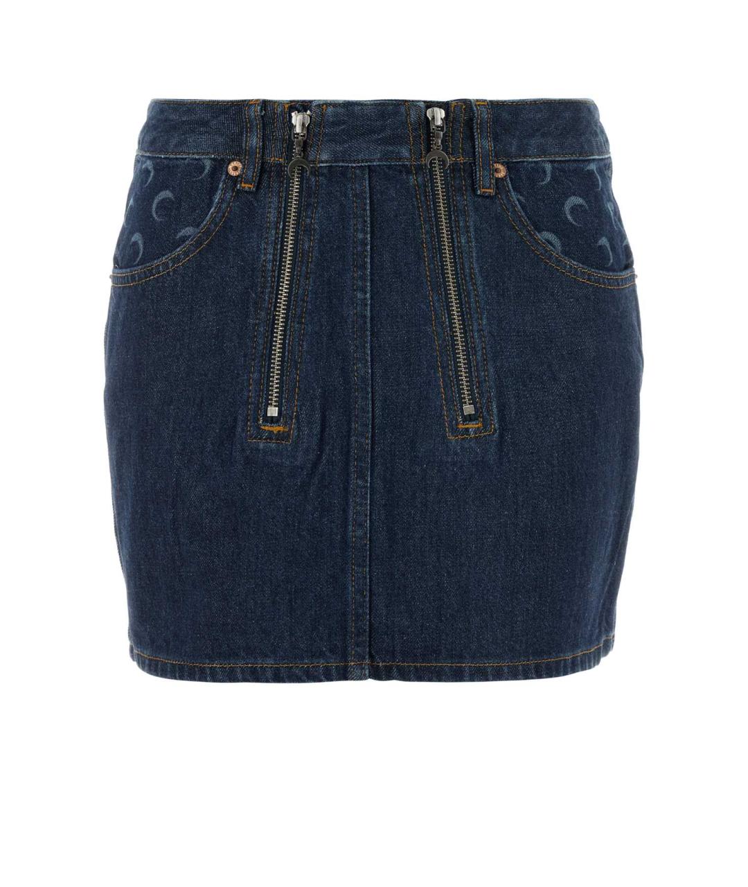 MARINE SERRE Синяя хлопковая юбка мини, фото 1