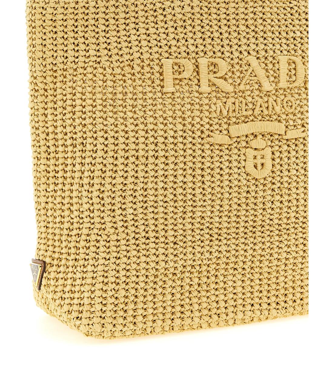 PRADA Бежевая пелетеная сумка тоут, фото 3
