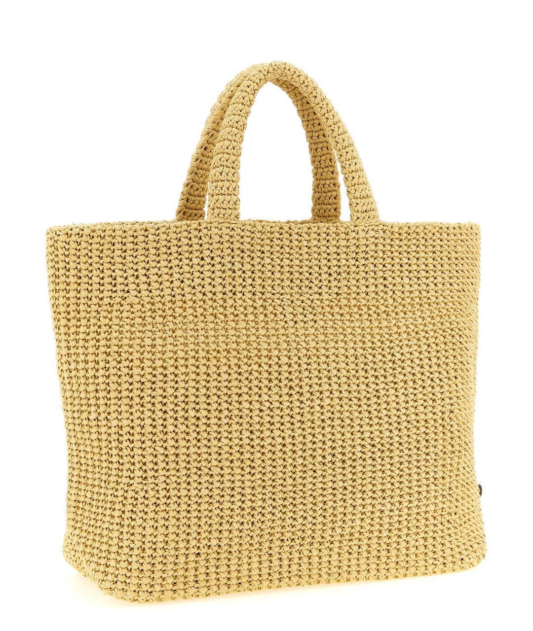 PRADA Бежевая пелетеная сумка тоут, фото 2