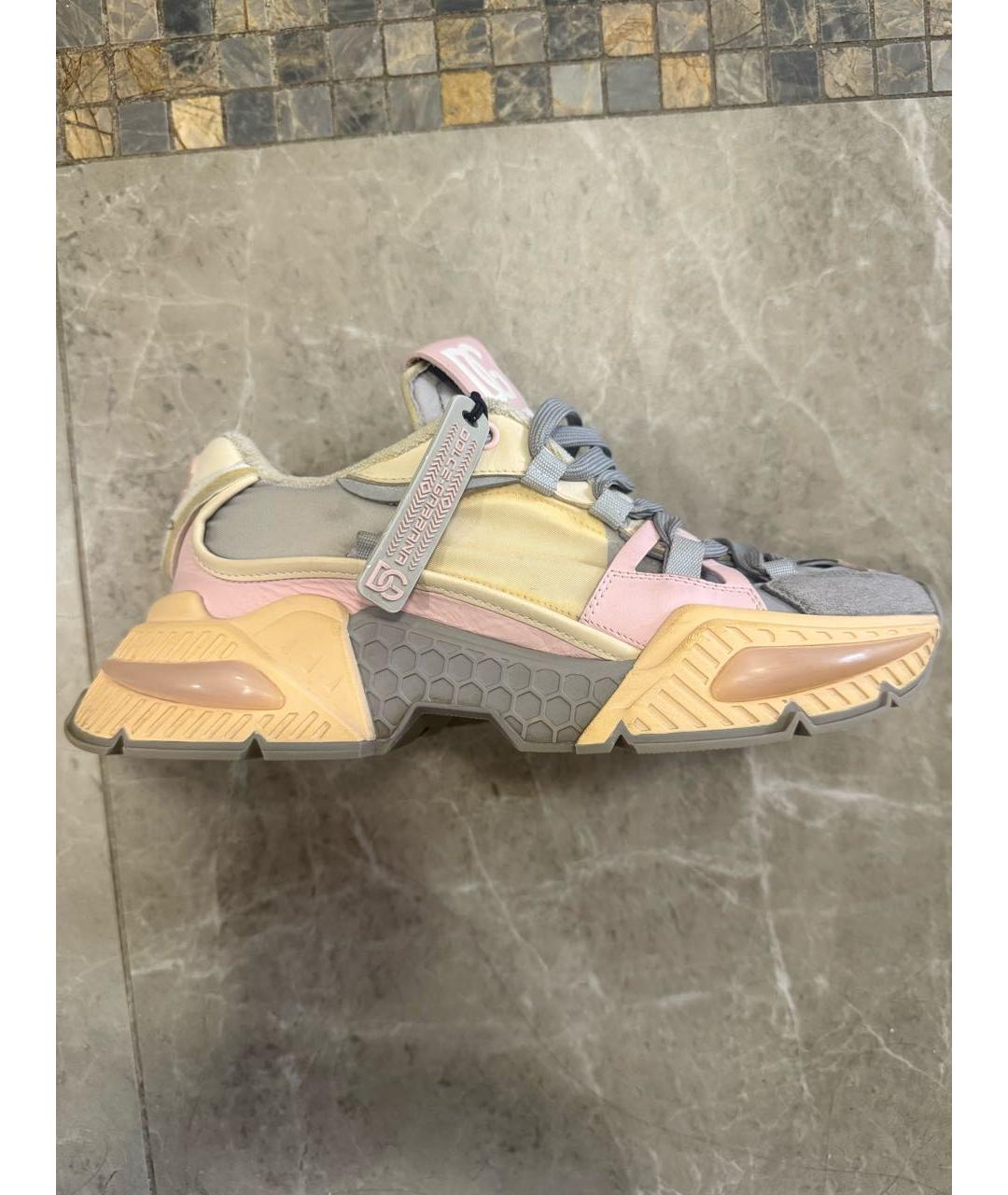 DOLCE&GABBANA Бежевые текстильные кроссовки, фото 5