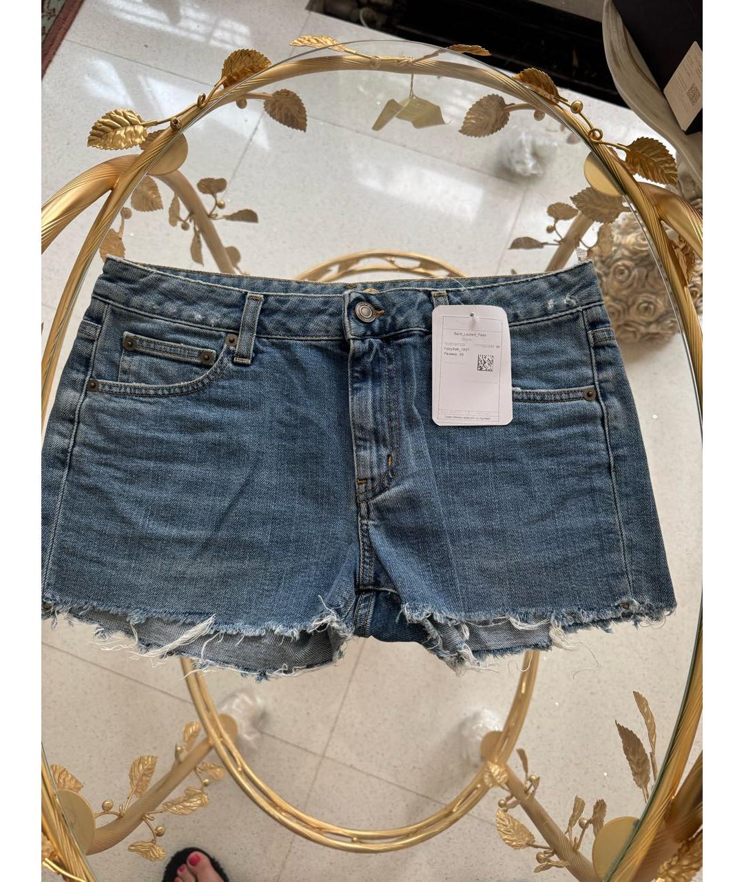 SAINT LAURENT Синие хлопковые шорты, фото 5