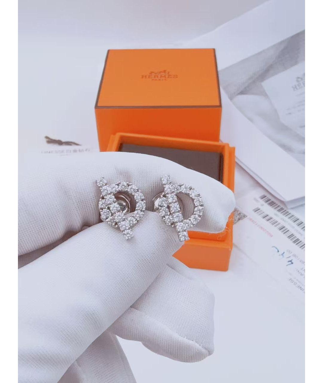 HERMES Серебряные серьги из белого золота, фото 3