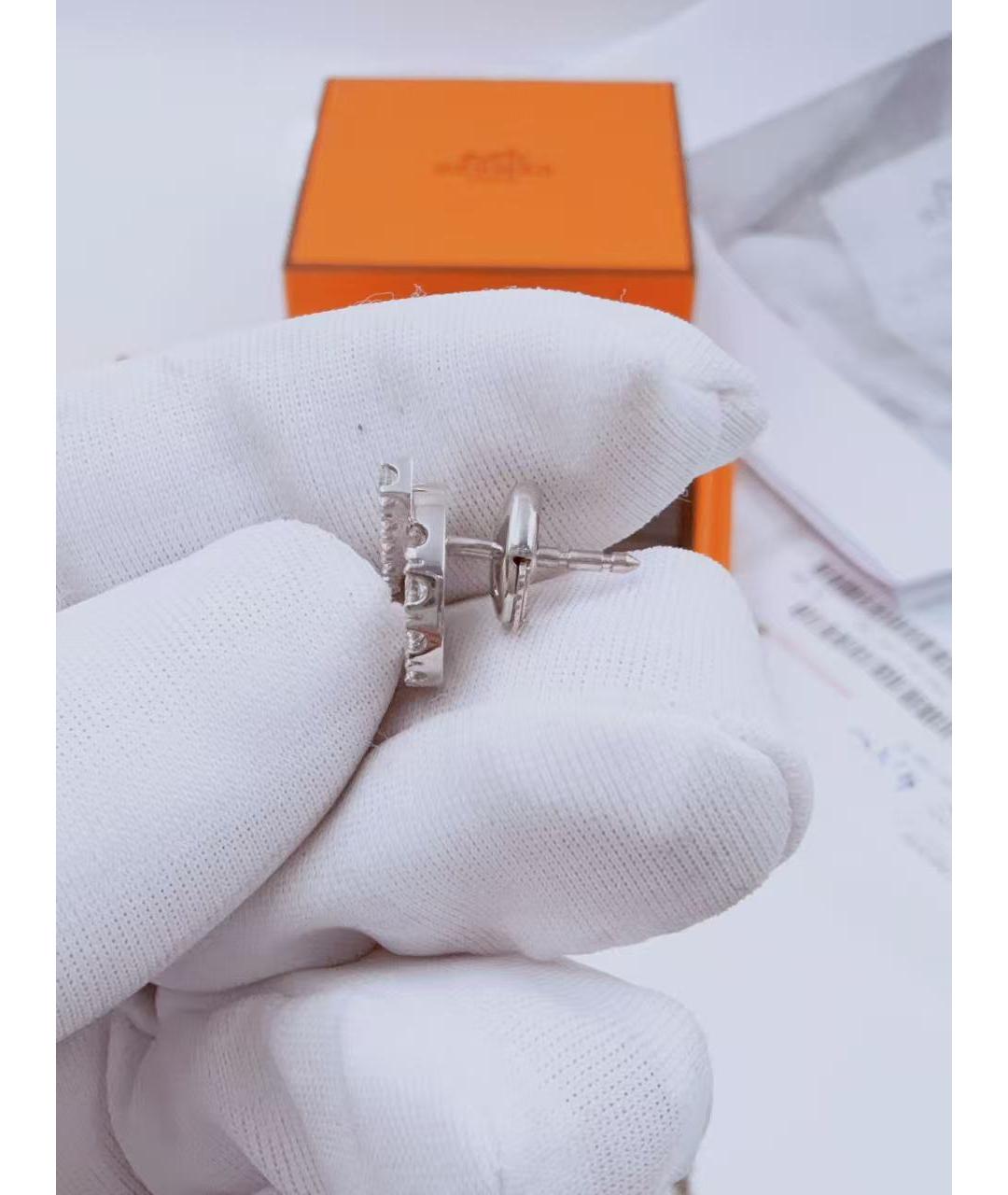 HERMES Серебряные серьги из белого золота, фото 5