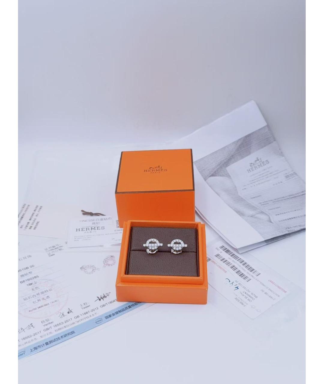 HERMES Серебряные серьги из белого золота, фото 2