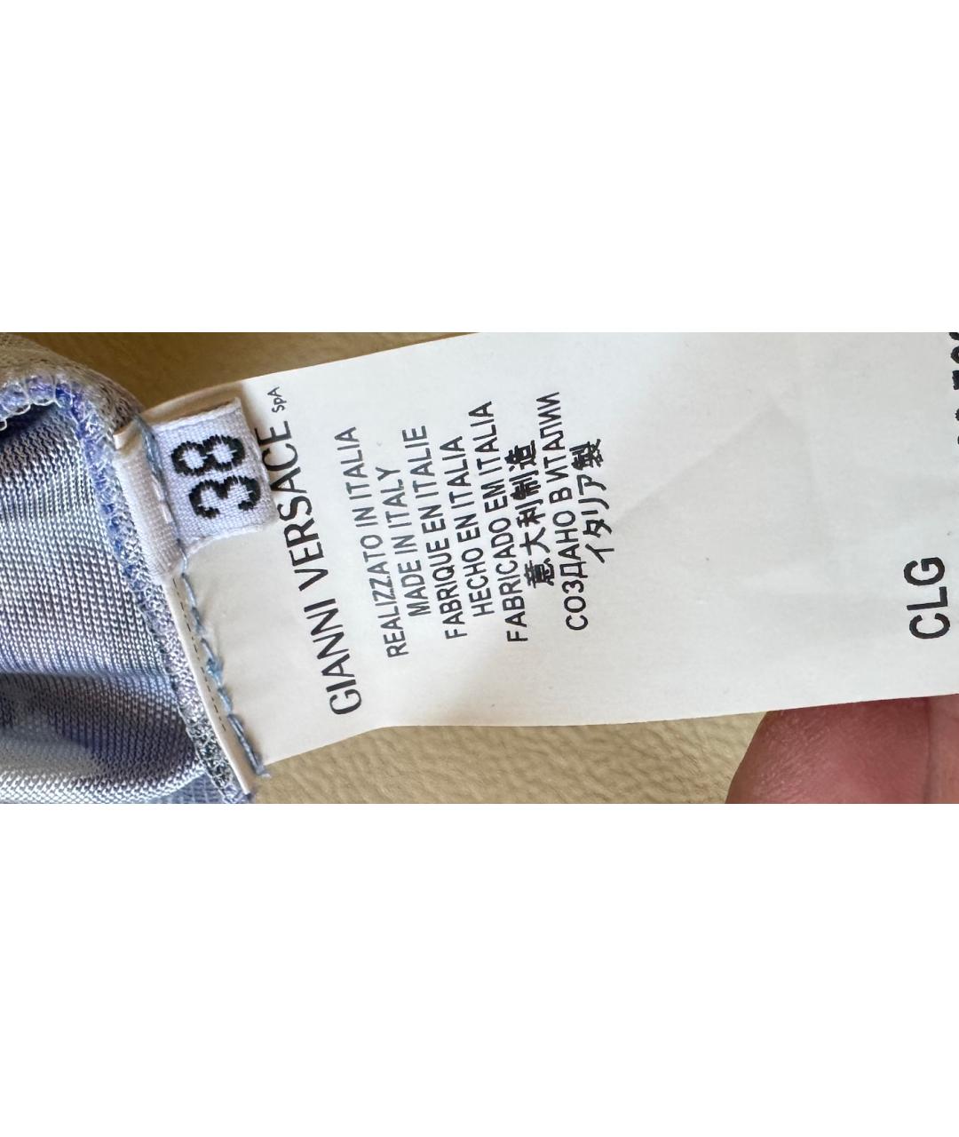 VERSACE Синее шелковое повседневное платье, фото 3