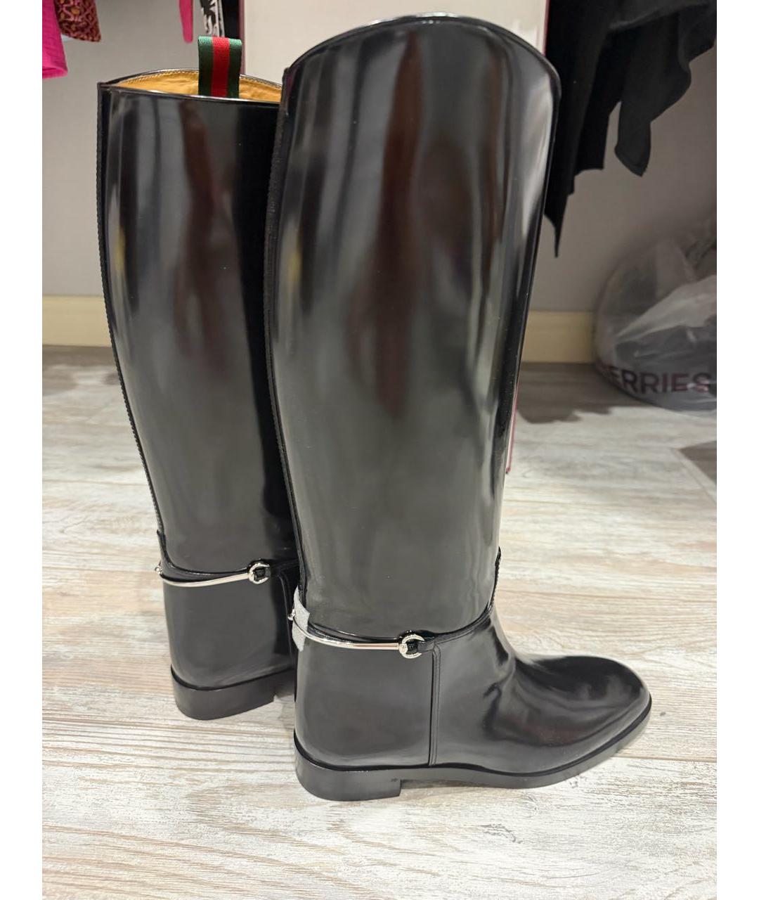 GUCCI Черные сапоги из лакированной кожи, фото 8