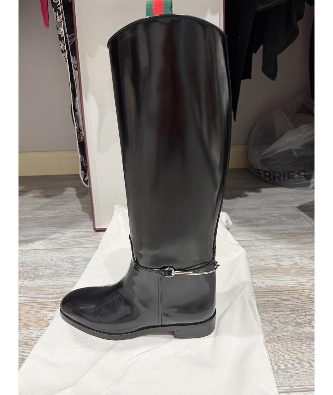 GUCCI Черные сапоги из лакированной кожи, фото 2
