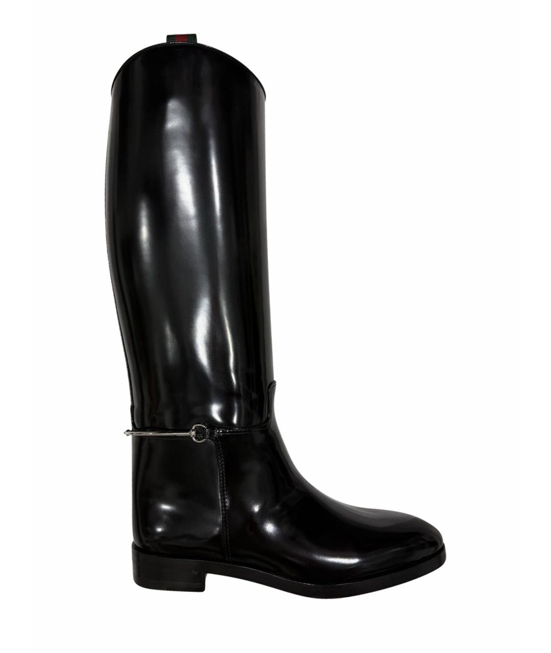 GUCCI Черные сапоги из лакированной кожи, фото 1