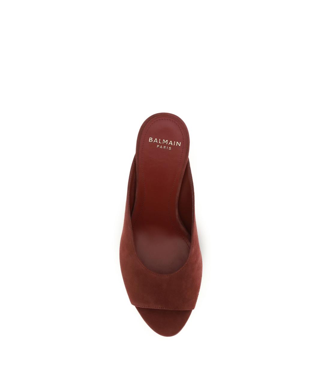 BALMAIN Бордовые замшевые мюли, фото 4