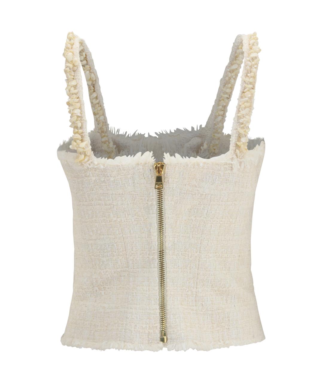 BALMAIN Белый твидовый корсет, фото 2