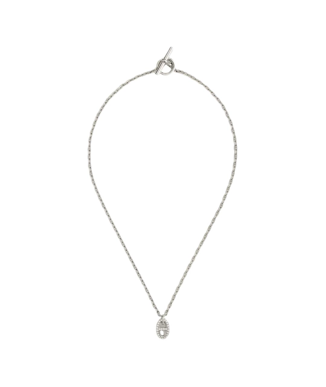 HERMES Серебряное колье из белого золота, фото 4