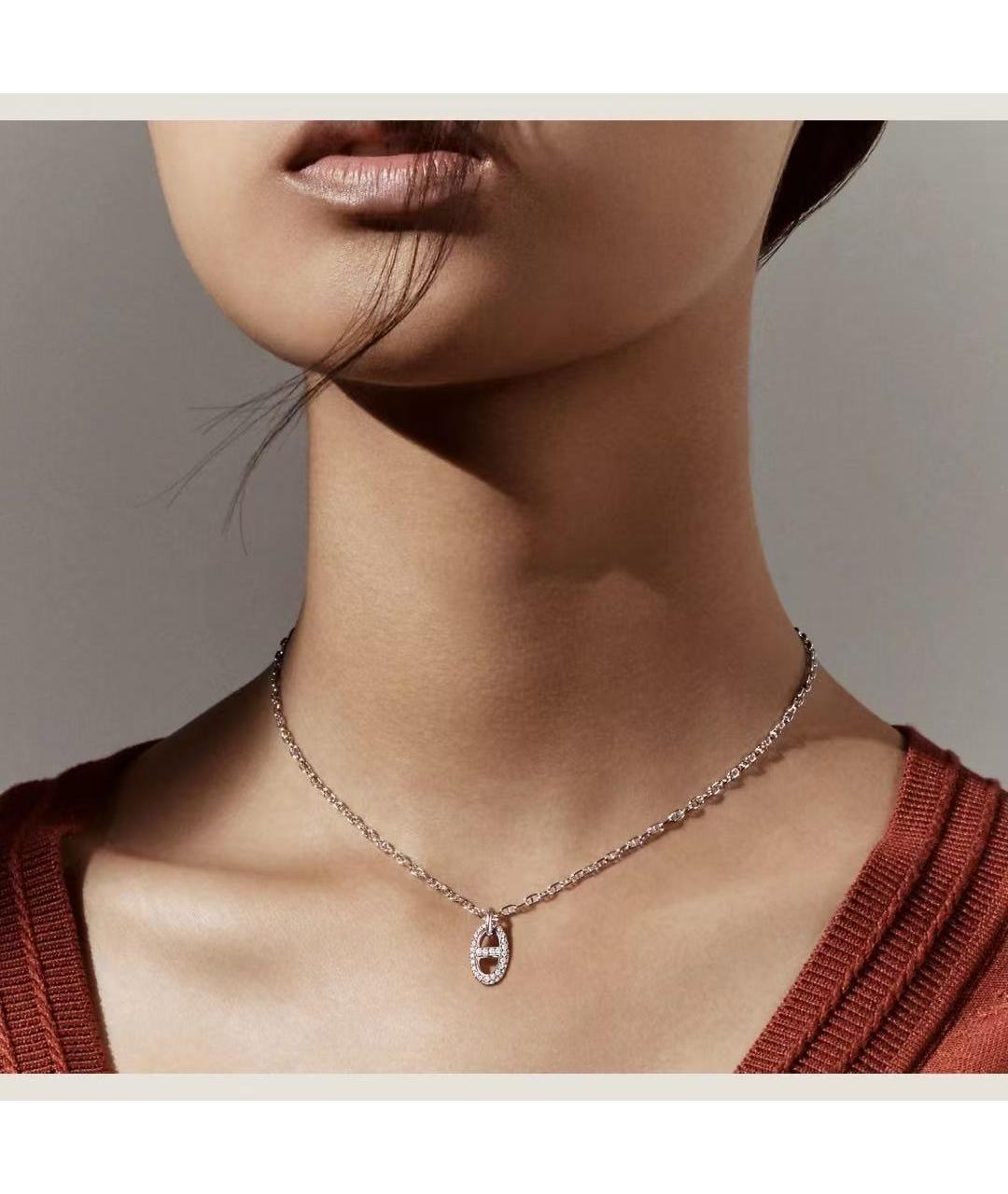 HERMES Серебряное колье из белого золота, фото 3