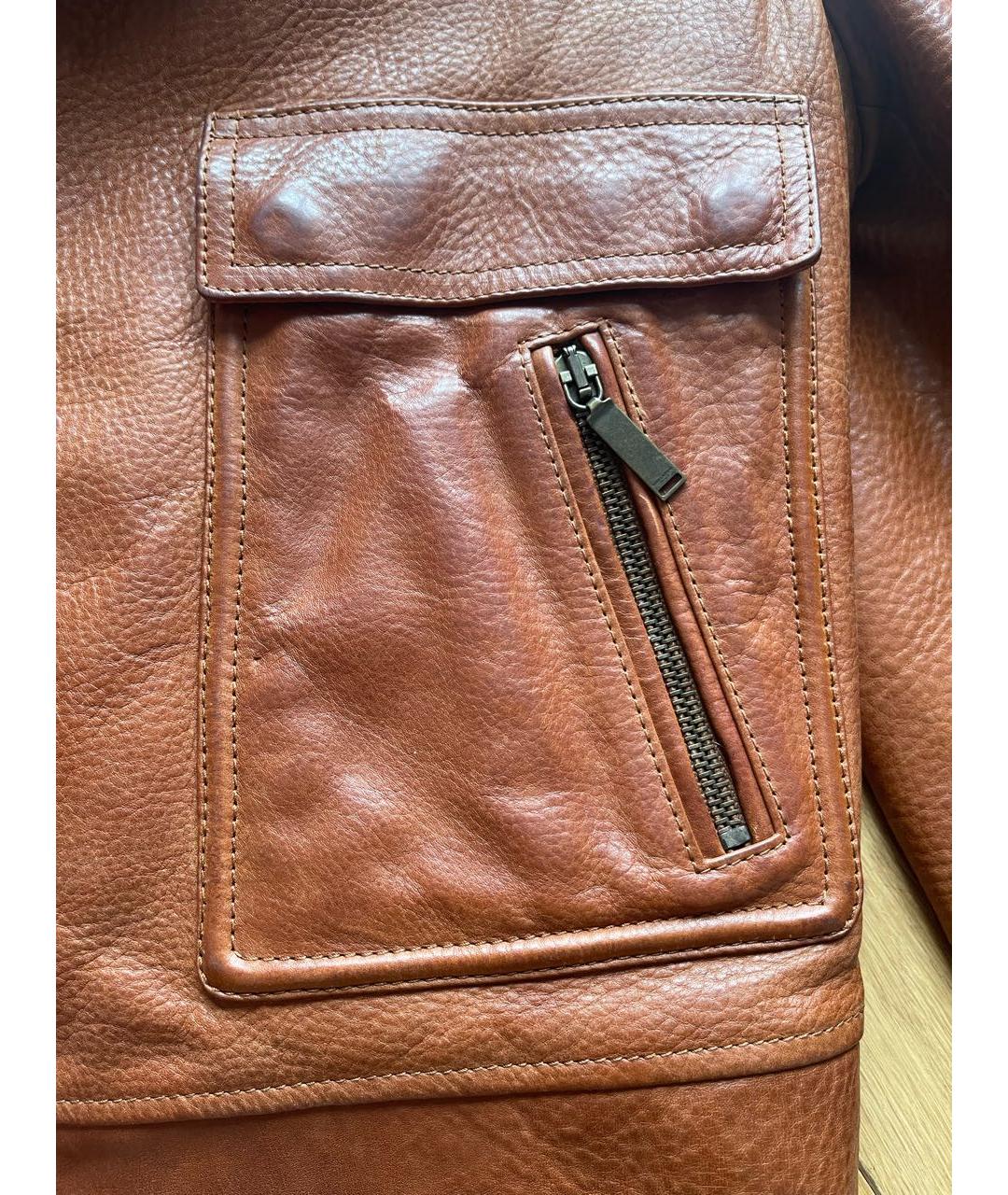 SAINT LAURENT Коричневая кожаная куртка, фото 7