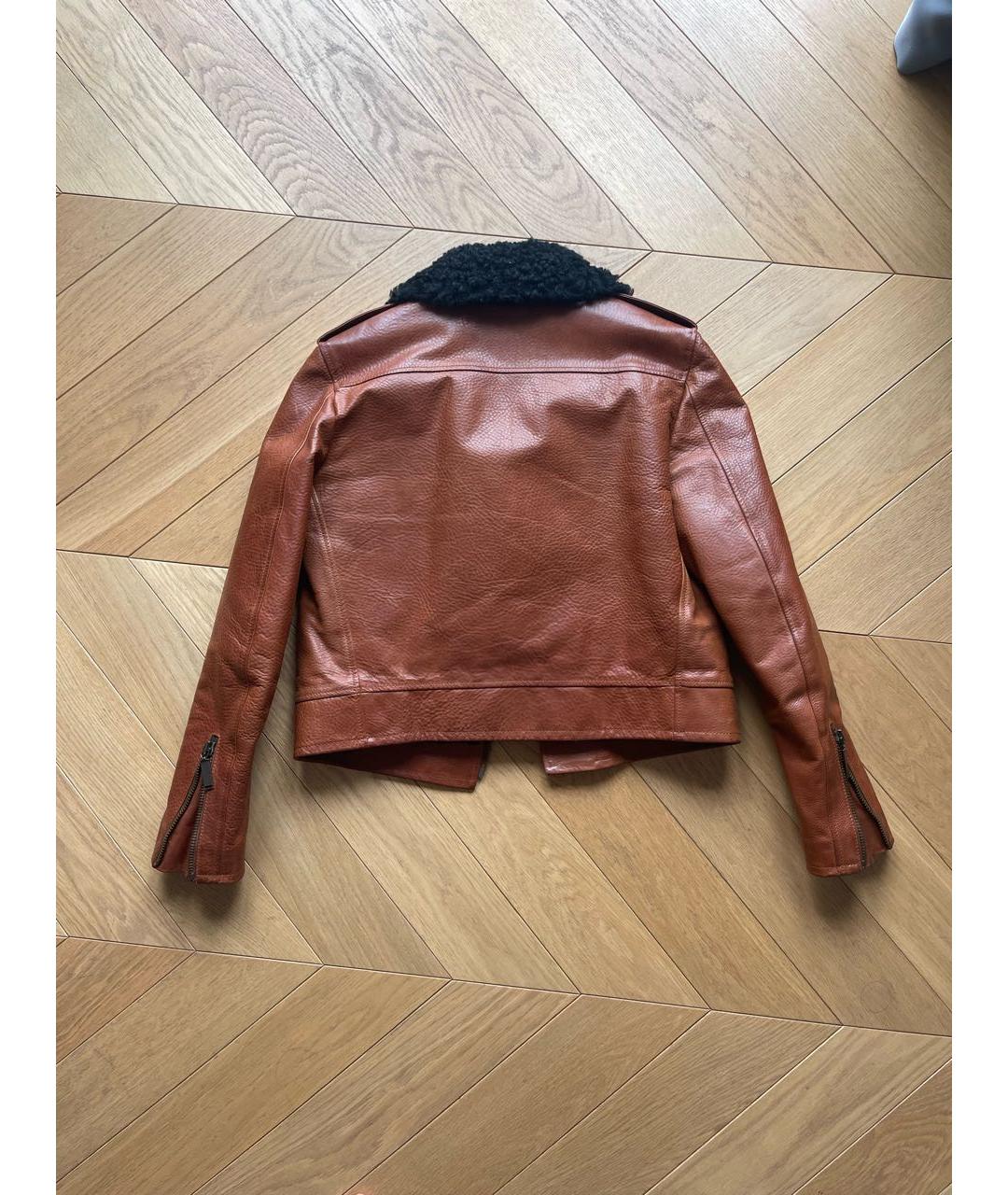 SAINT LAURENT Коричневая кожаная куртка, фото 2