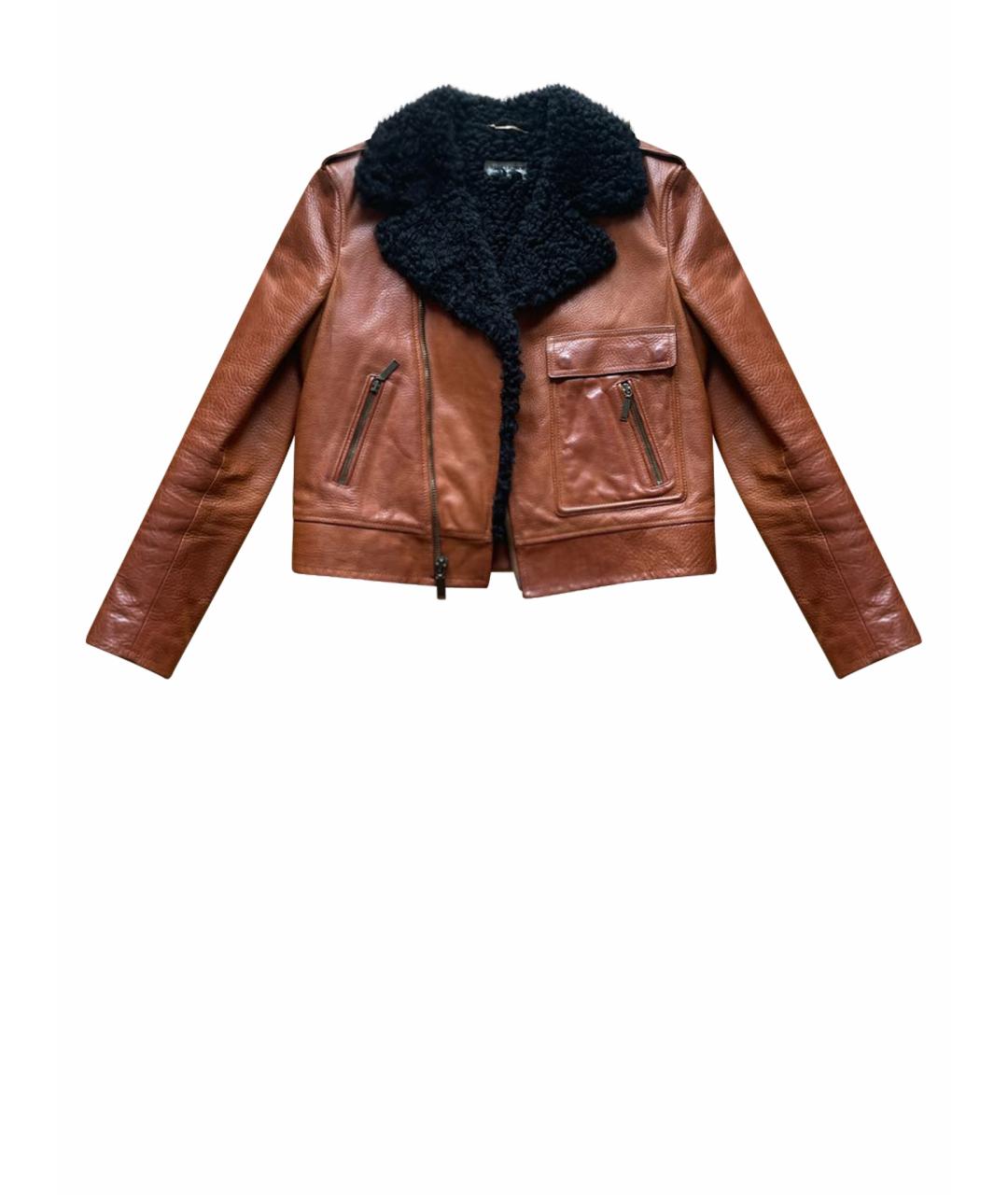 SAINT LAURENT Коричневая кожаная куртка, фото 1