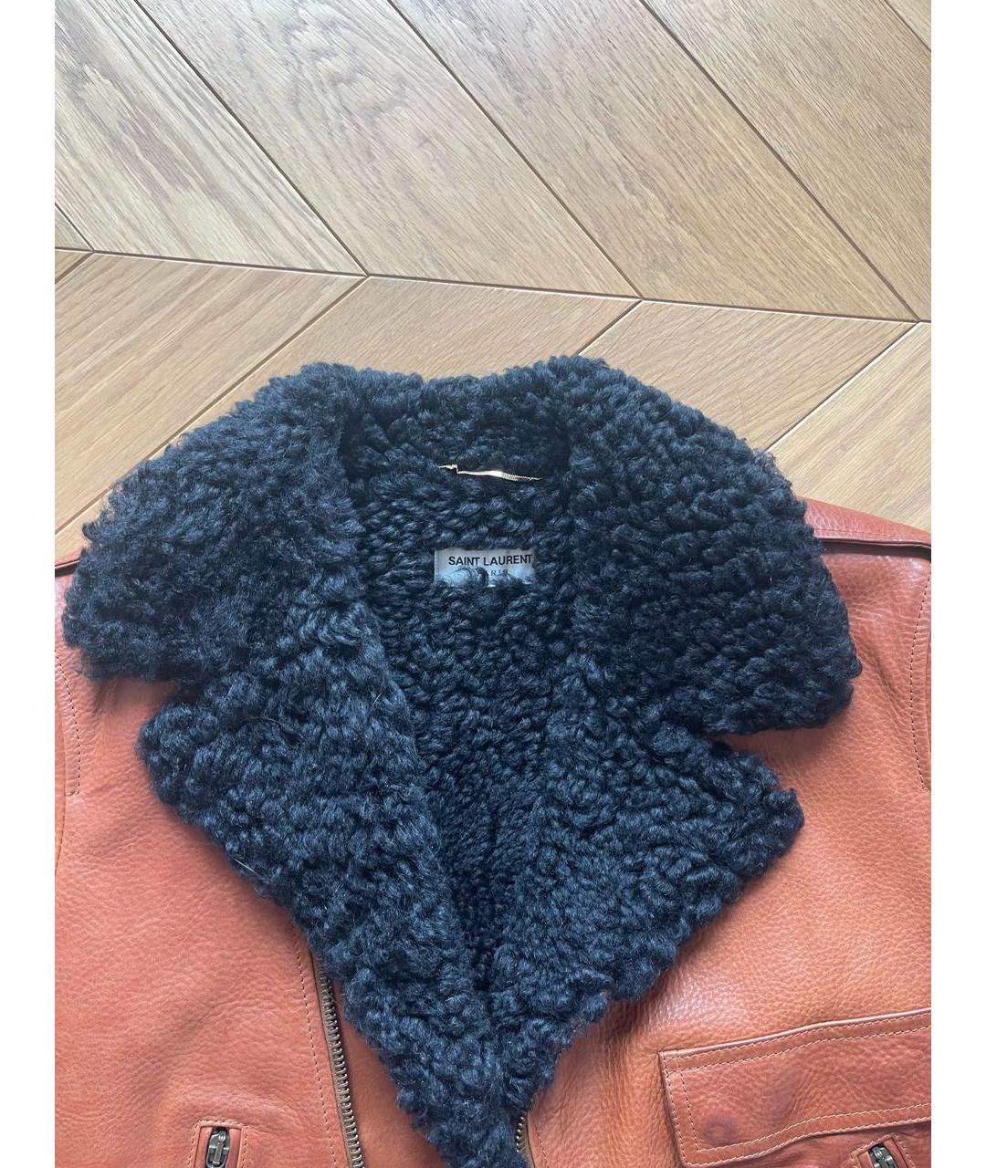 SAINT LAURENT Коричневая кожаная куртка, фото 3