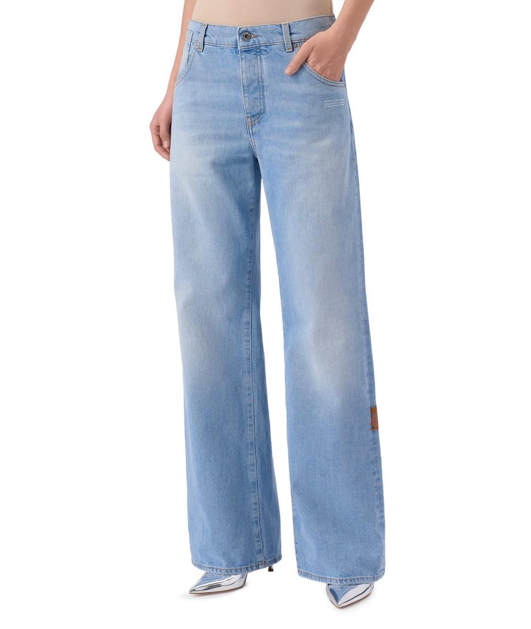 OFF-WHITE Голубые хлопковые джинсы клеш, фото 2