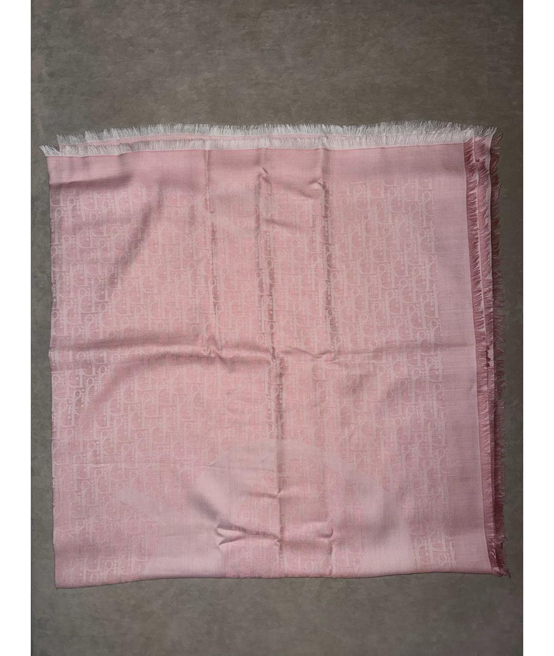 CHRISTIAN DIOR Розовый шелковый шарф, фото 6