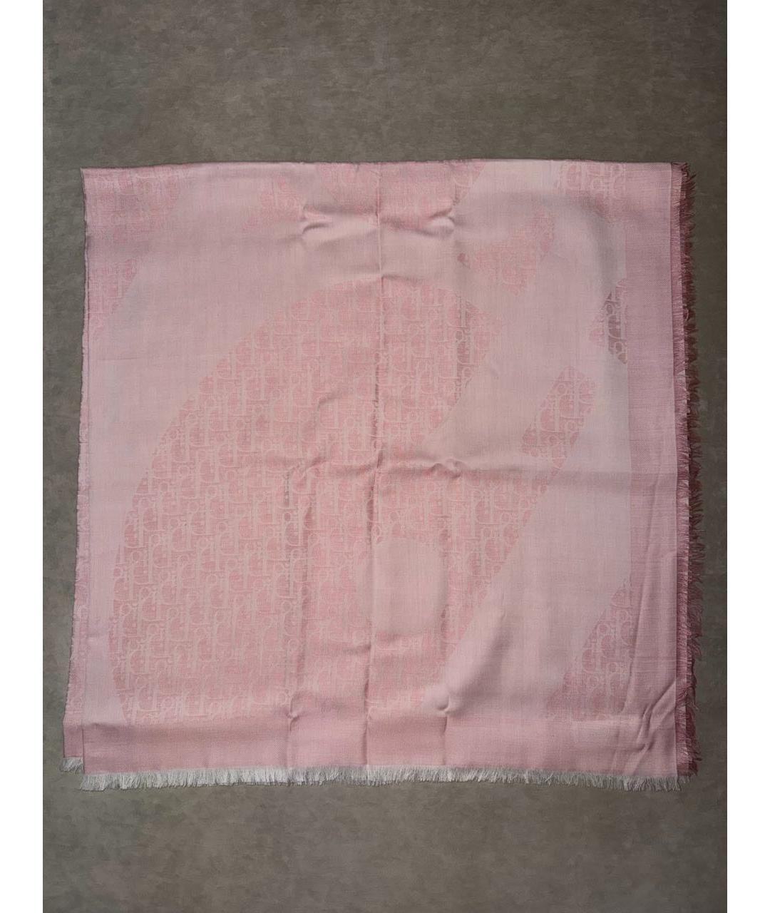 CHRISTIAN DIOR Розовый шелковый шарф, фото 7