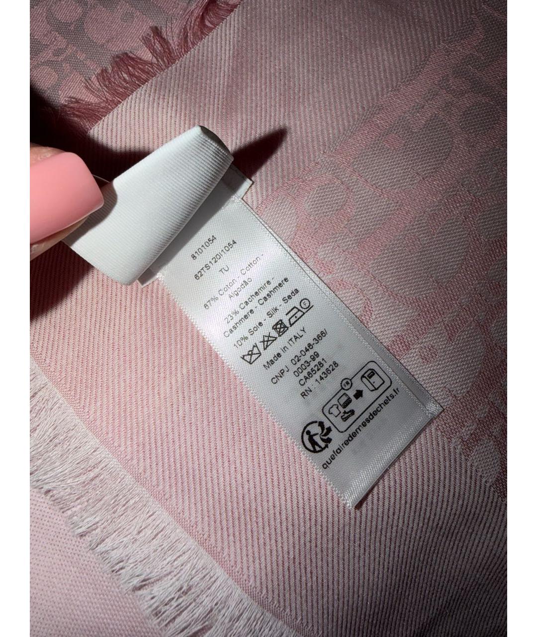 CHRISTIAN DIOR Розовый шелковый шарф, фото 4