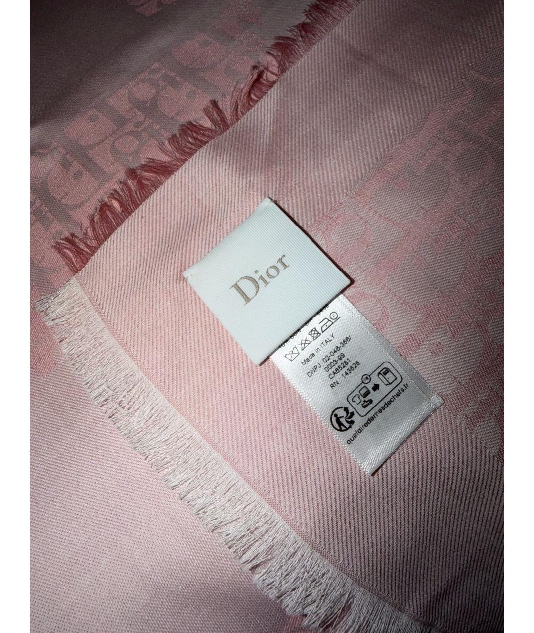 CHRISTIAN DIOR Розовый шелковый шарф, фото 3