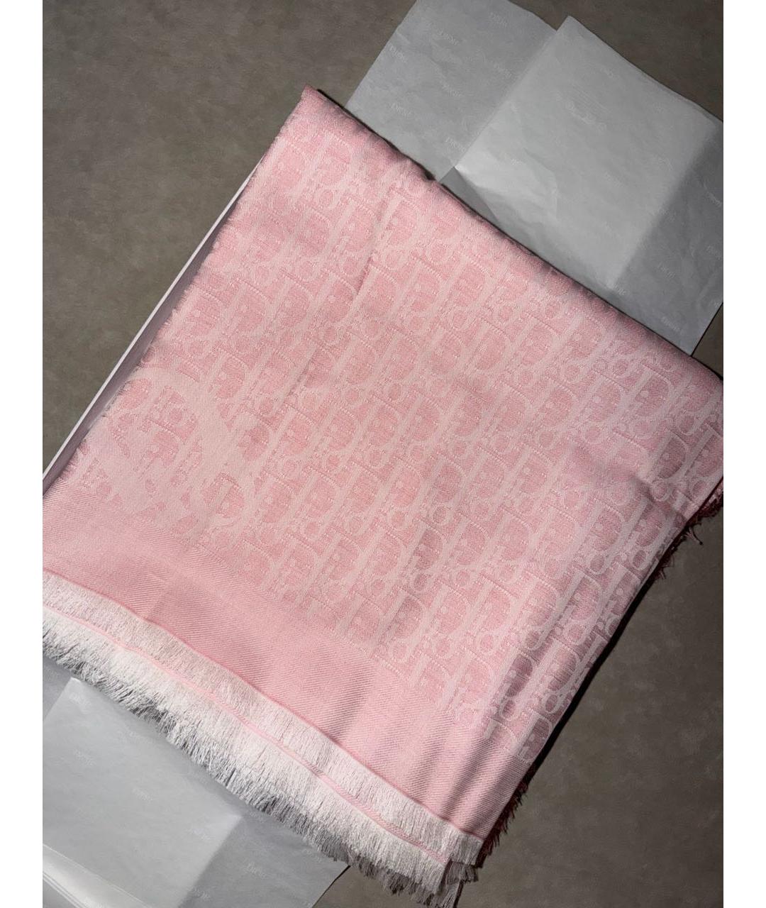 CHRISTIAN DIOR Розовый шелковый шарф, фото 2