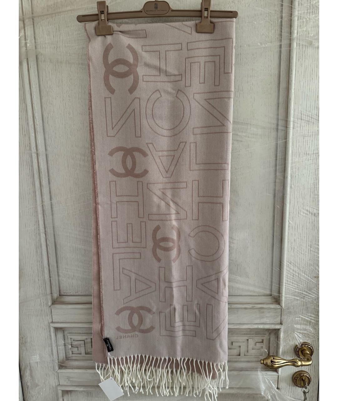 CHANEL Бежевый кашемировый шарф, фото 2