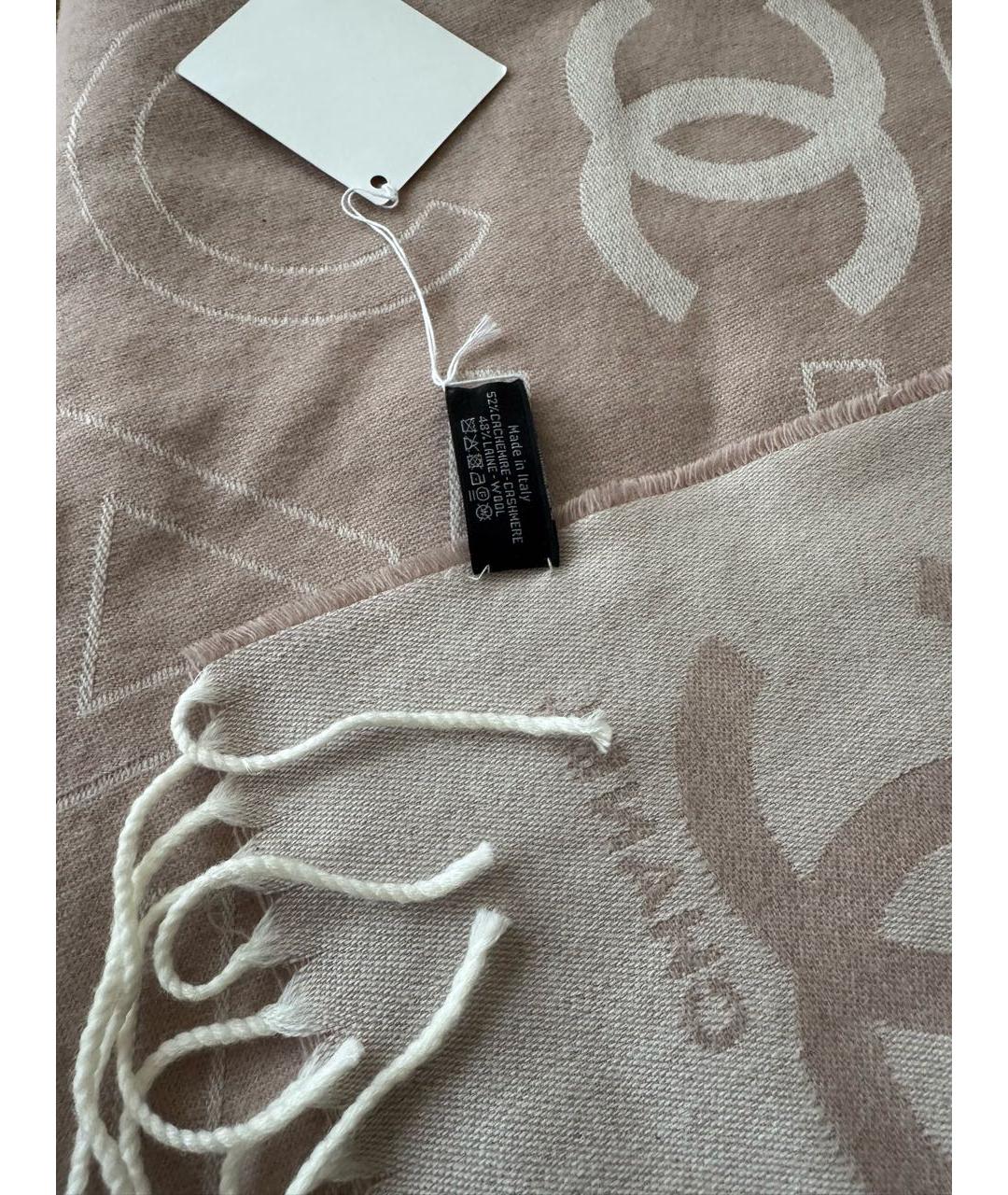 CHANEL Бежевый кашемировый шарф, фото 3