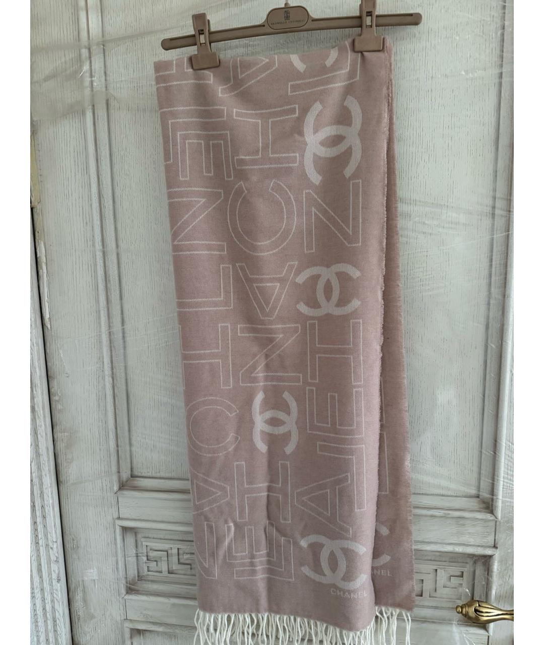CHANEL Бежевый кашемировый шарф, фото 7